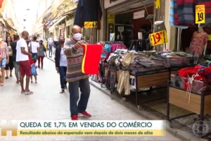 Vendas do comércio caem 1,7% em junho após dois meses de alta