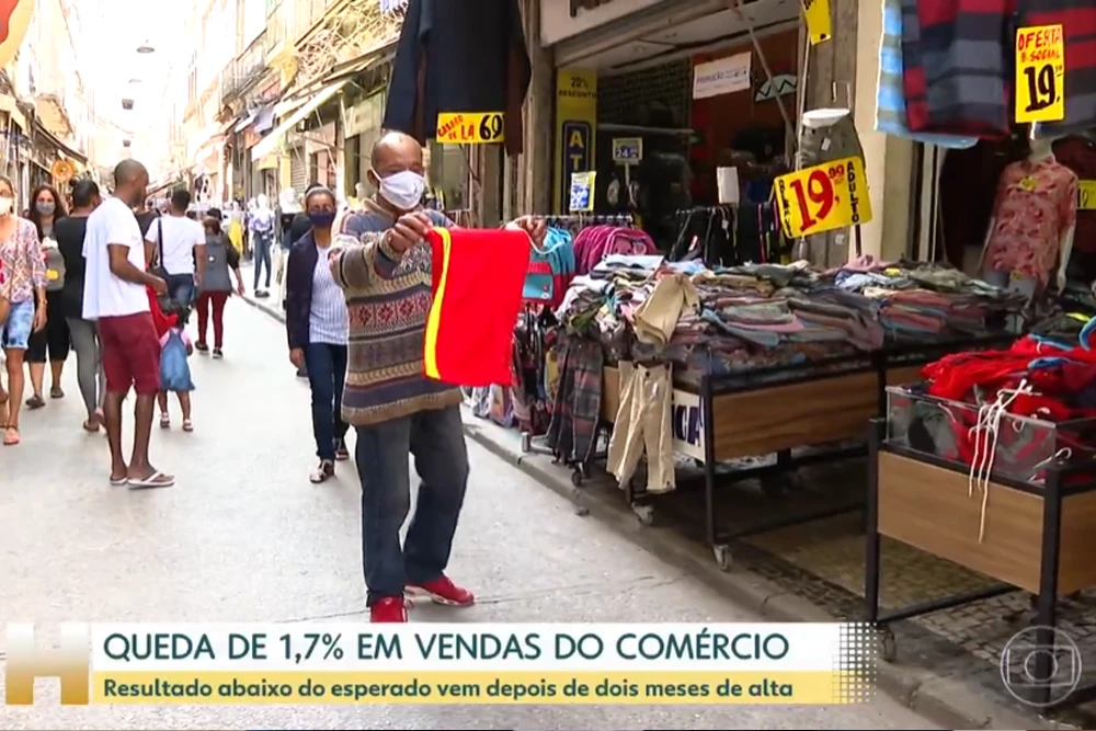 Vendas do comércio caem 1,7% em junho após dois meses de alta